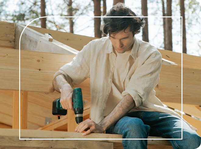 Tradesperson building a structure